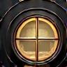Gold-rimmed icon for window and glass cleaning